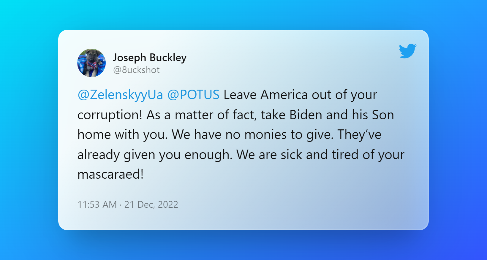 Tweet by Joseph Buckley